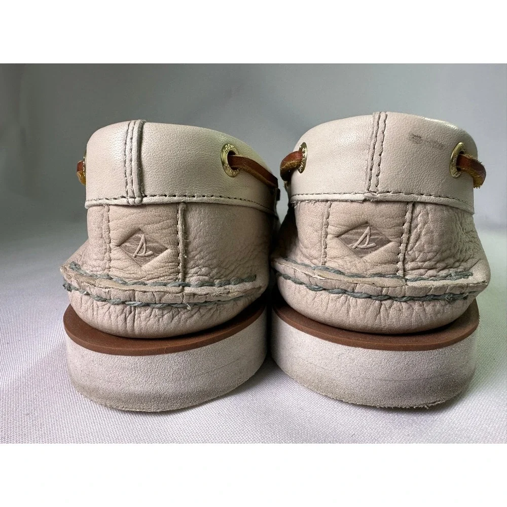 Sperry Top-Sider Authentic Original 2-Eye Boat Shoes Mens Size 8.5 Beige Leather